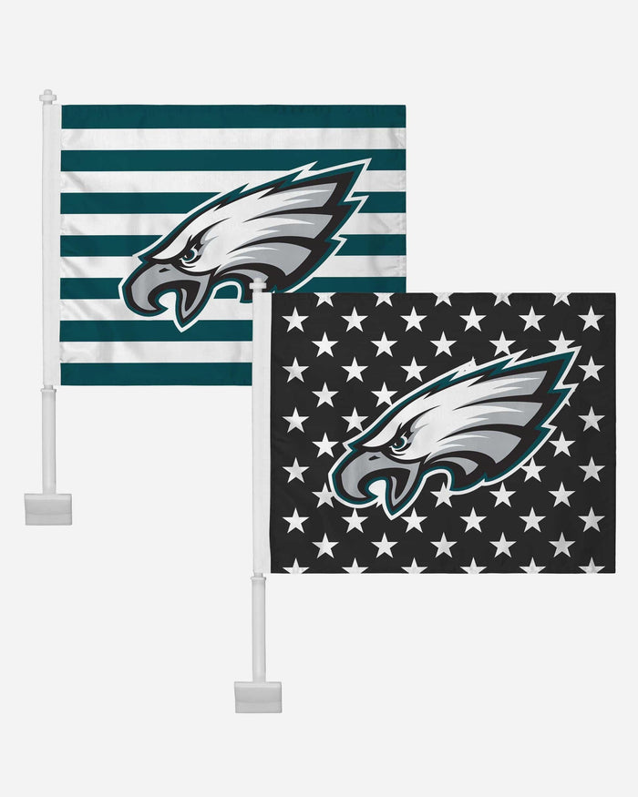 Philadelphia Eagles 2 Pack Solid Americana Car Flag FOCO - FOCO.com