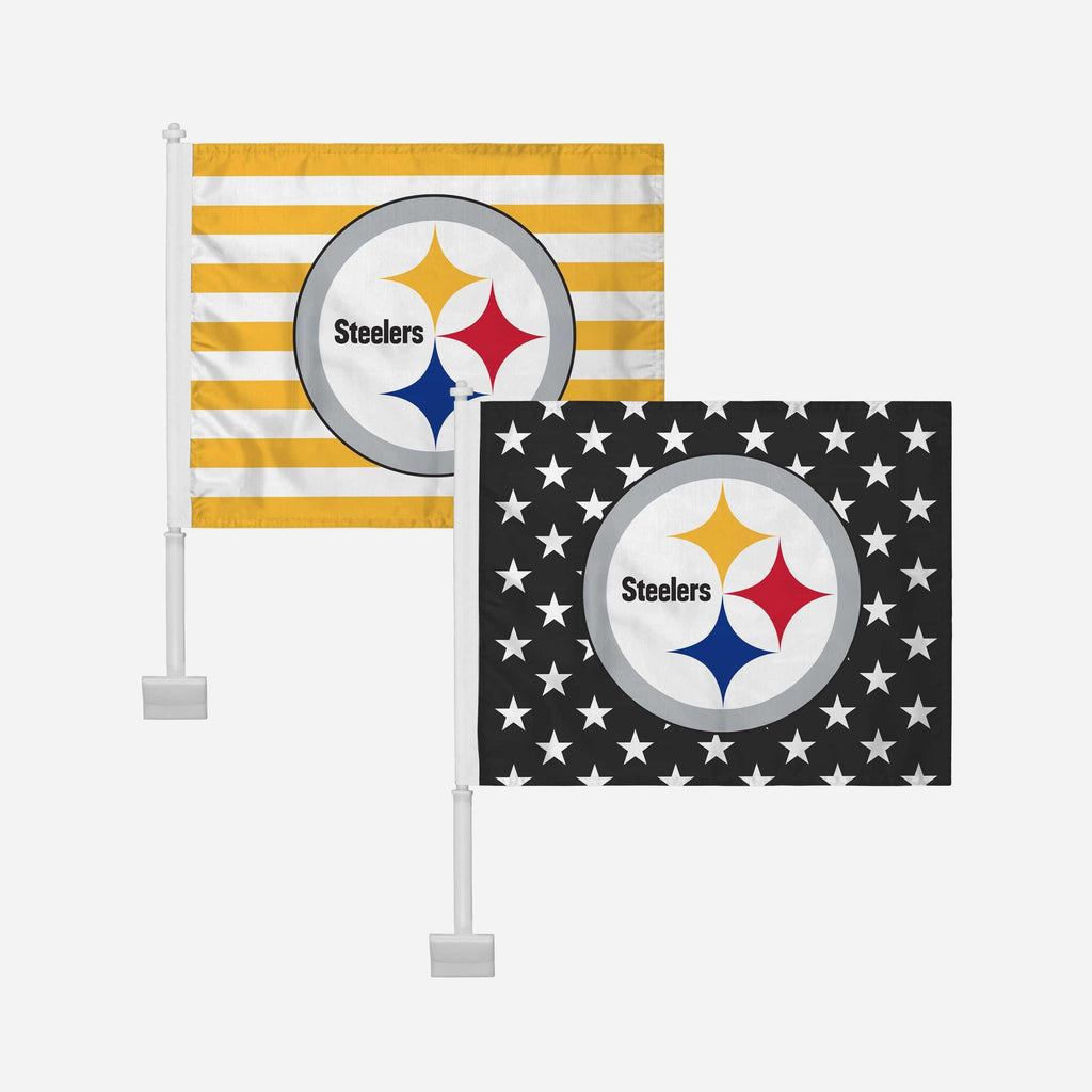 Pittsburgh Steelers 2 Pack Solid Americana Car Flag FOCO - FOCO.com