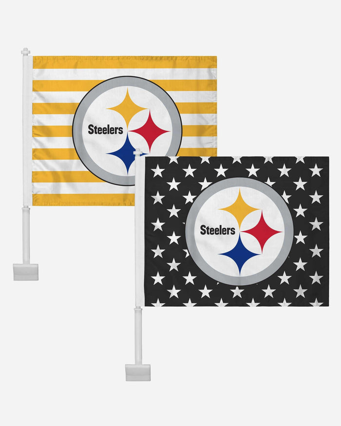 Pittsburgh Steelers 2 Pack Solid Americana Car Flag FOCO - FOCO.com