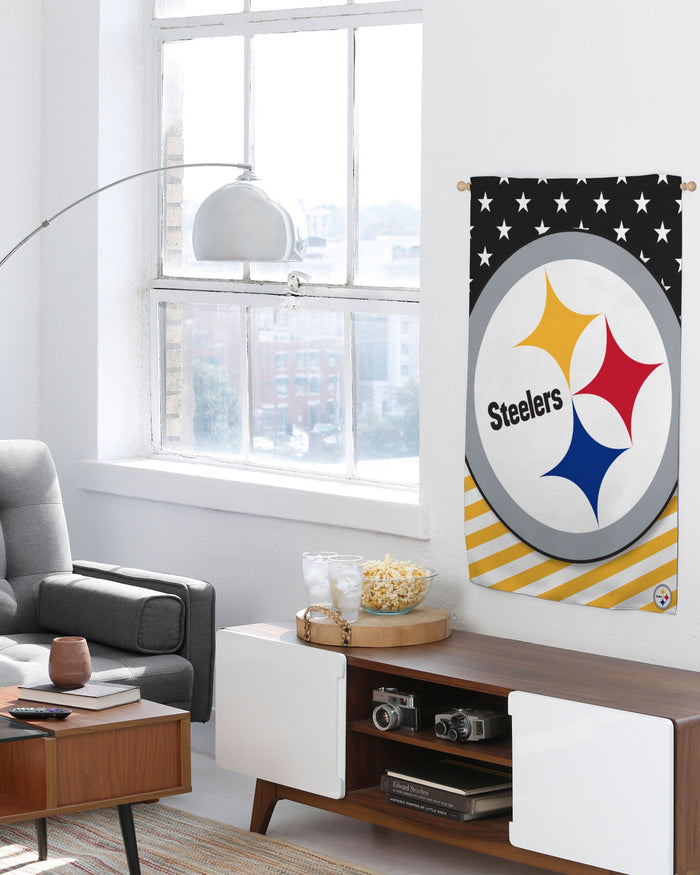 Pittsburgh Steelers Big Logo Americana Vertical Flag FOCO - FOCO.com