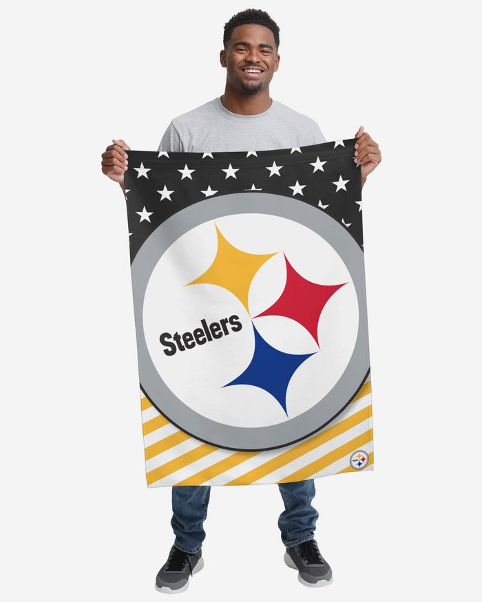 Pittsburgh Steelers Big Logo Americana Vertical Flag FOCO - FOCO.com