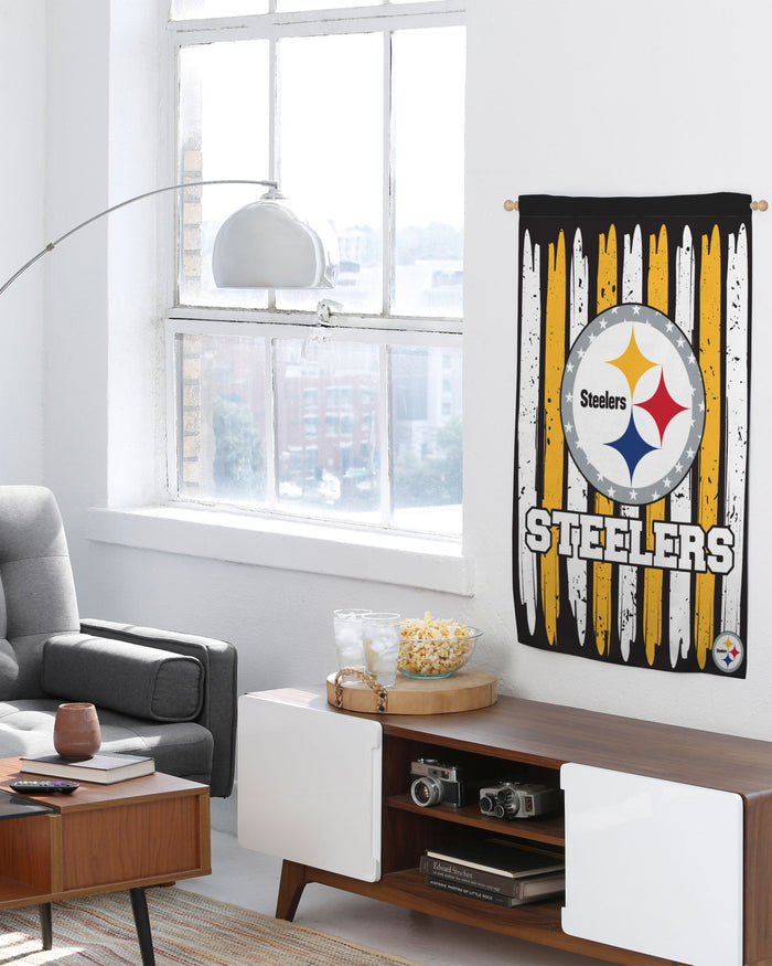 Pittsburgh Steelers Brushstroke Americana Vertical Flag FOCO - FOCO.com