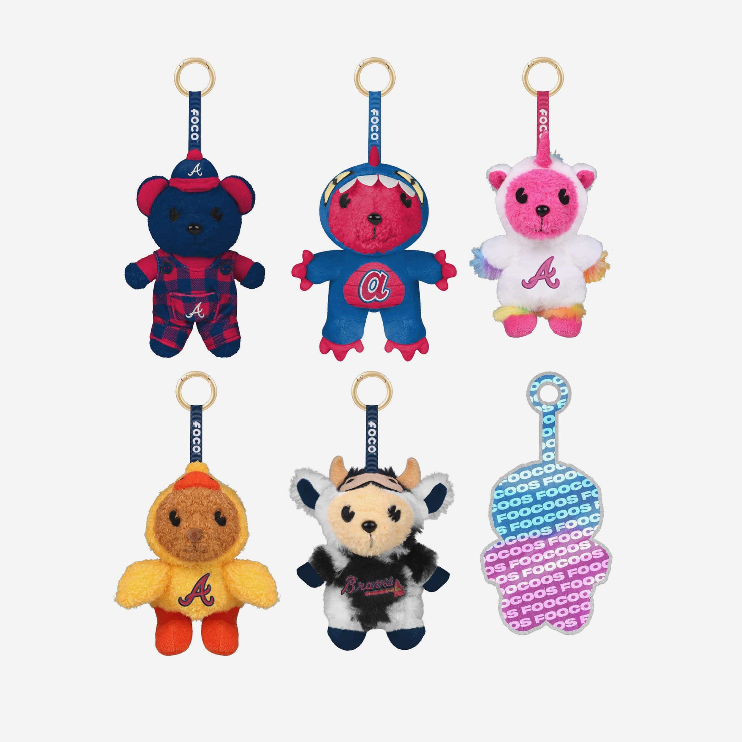 Atlanta Braves FOOCOOS Plush Bag Charm Keychain Blind Box Series 1