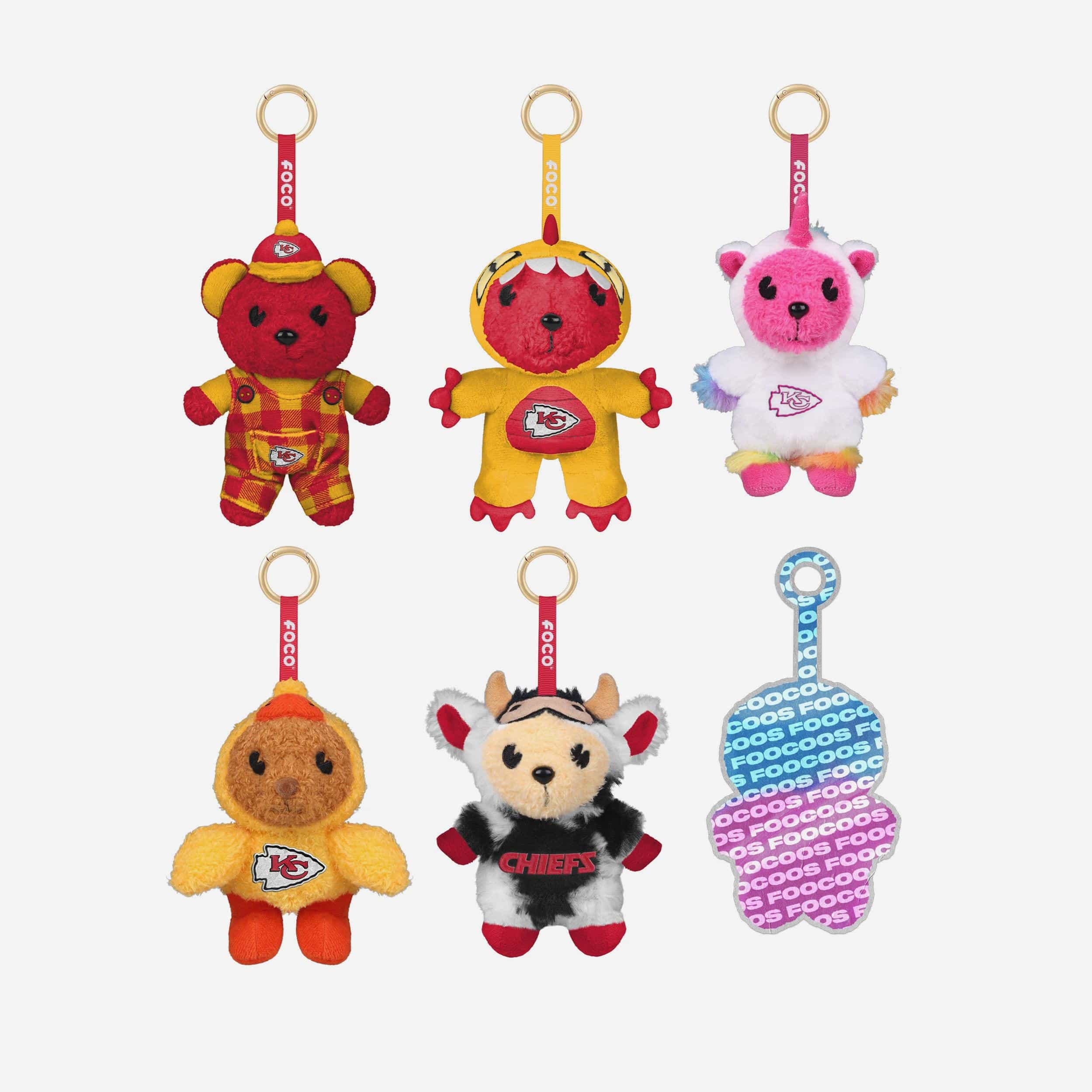 Kansas City Chiefs FOOCOOS Plush Bag Charm Keychain Blind Box Kansas City Chiefs FOOCOOS Plush Bag Charm Keychain Blind Box