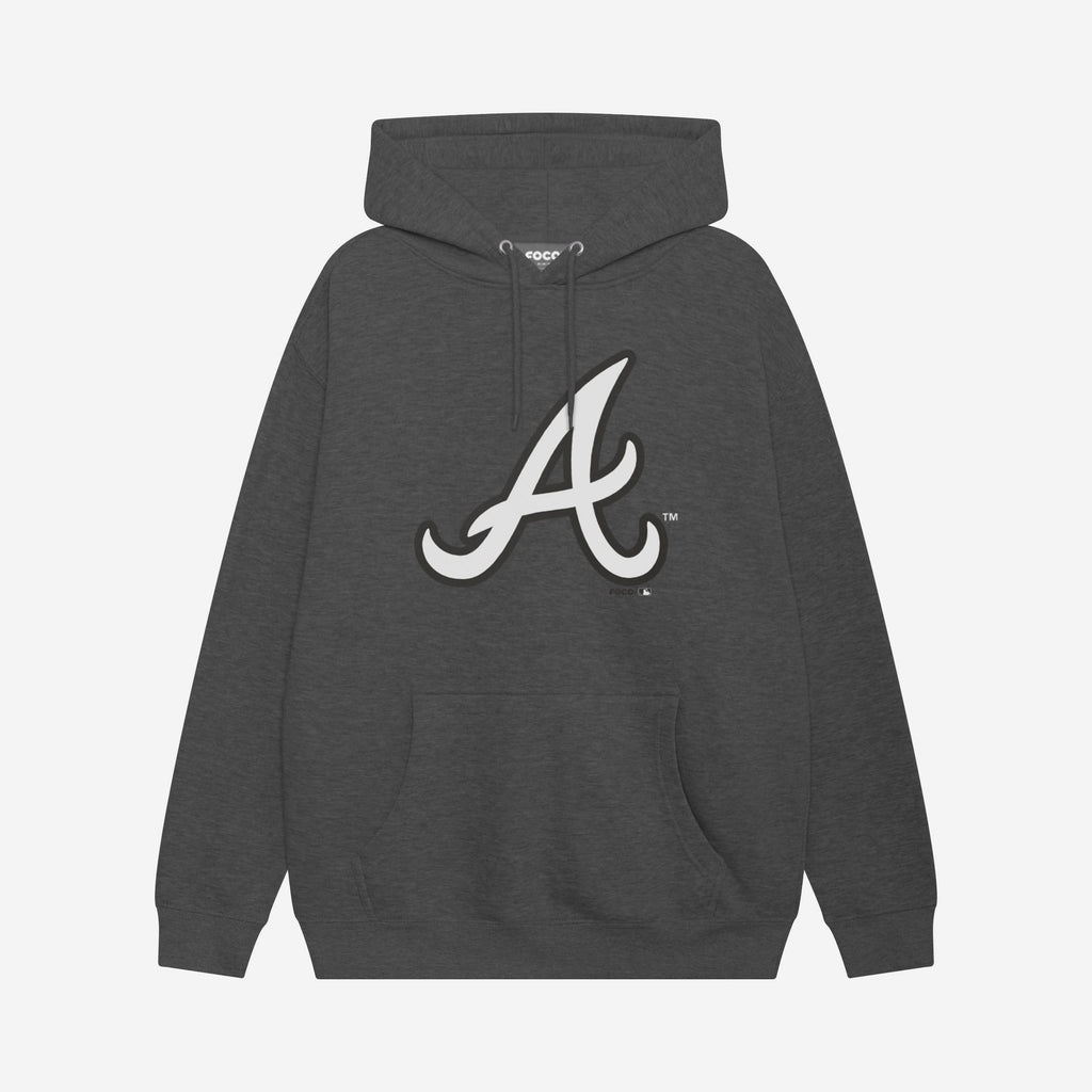Atlanta Braves Black & White Primary Logo Hoodie FOCO S - FOCO.com