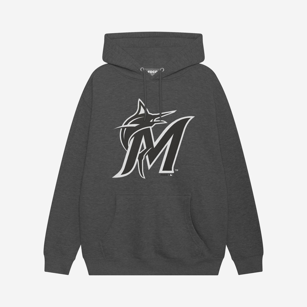 Miami Marlins Black & White Primary Logo Hoodie FOCO S - FOCO.com