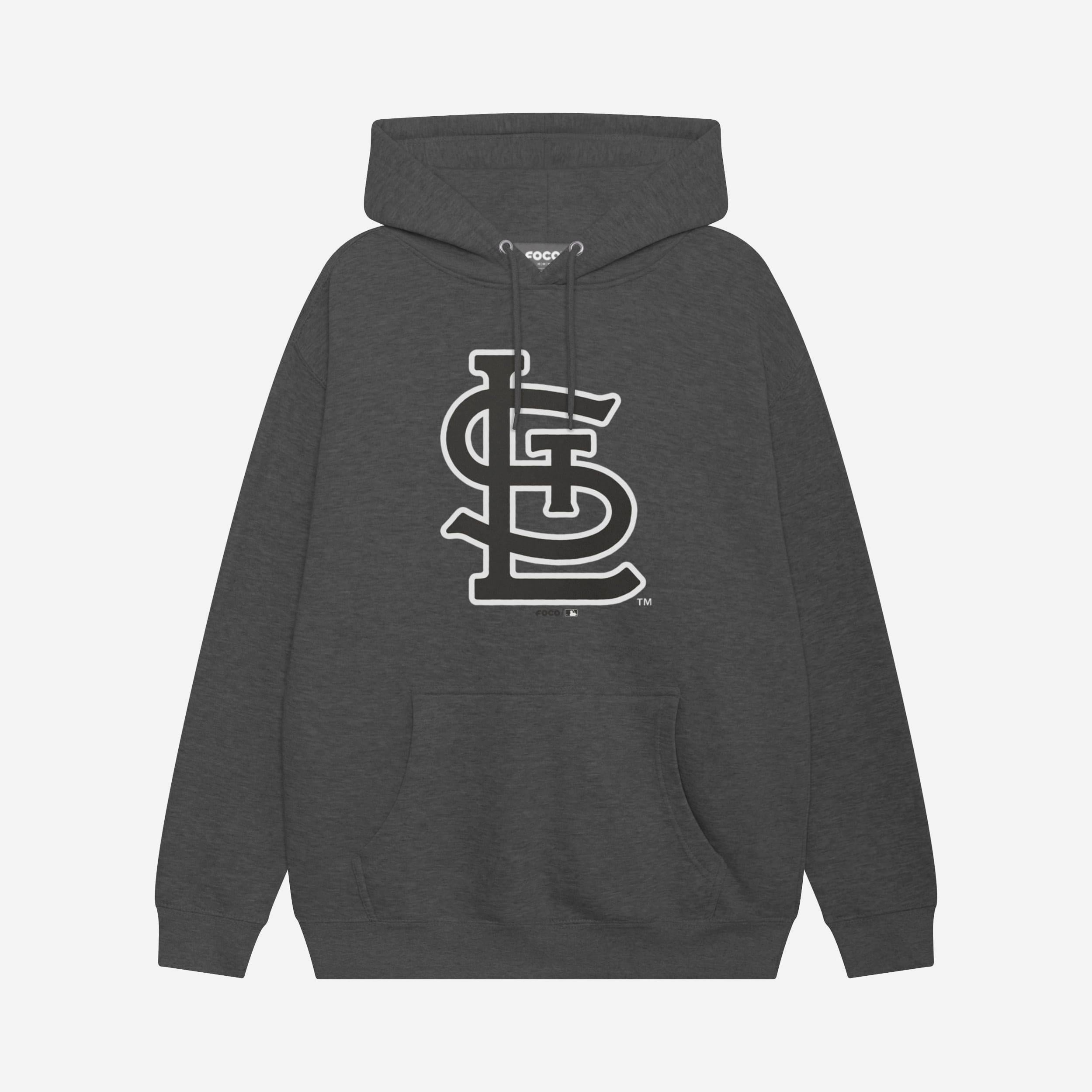 St Louis Cardinals Black & White Primary Logo Hoodie FOCO
