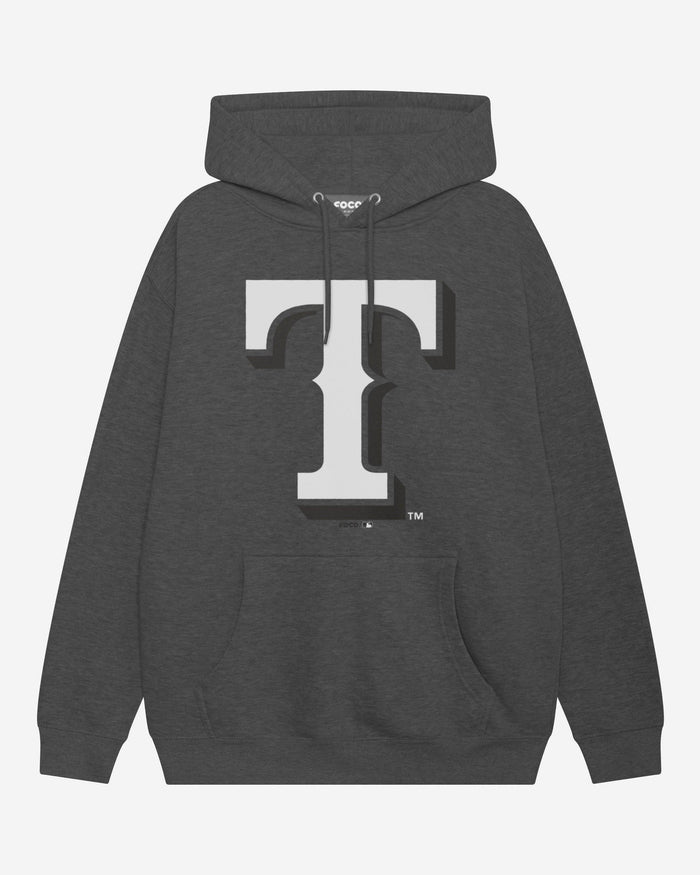 Texas Rangers Black & White Primary Logo Hoodie FOCO S - FOCO.com