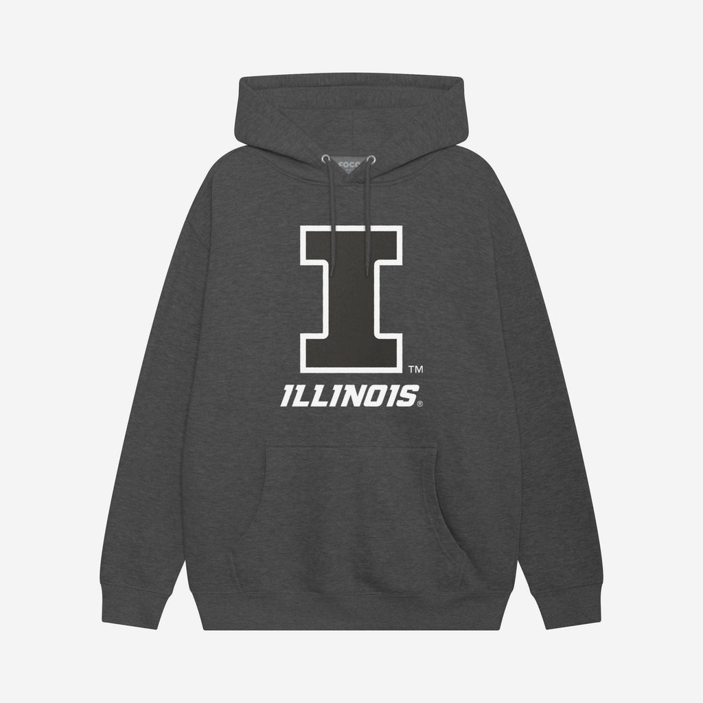 Illinois Fighting Illini Black & White Primary Logo Hoodie FOCO S - FOCO.com