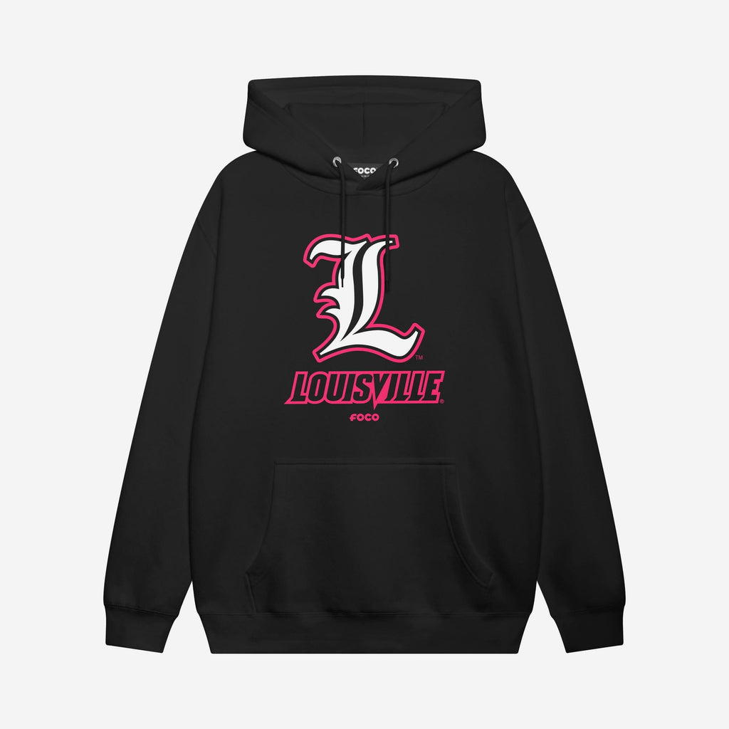 Louisville Cardinals Highlight Reel Hoodie FOCO Black/Neon Pink S - FOCO.com