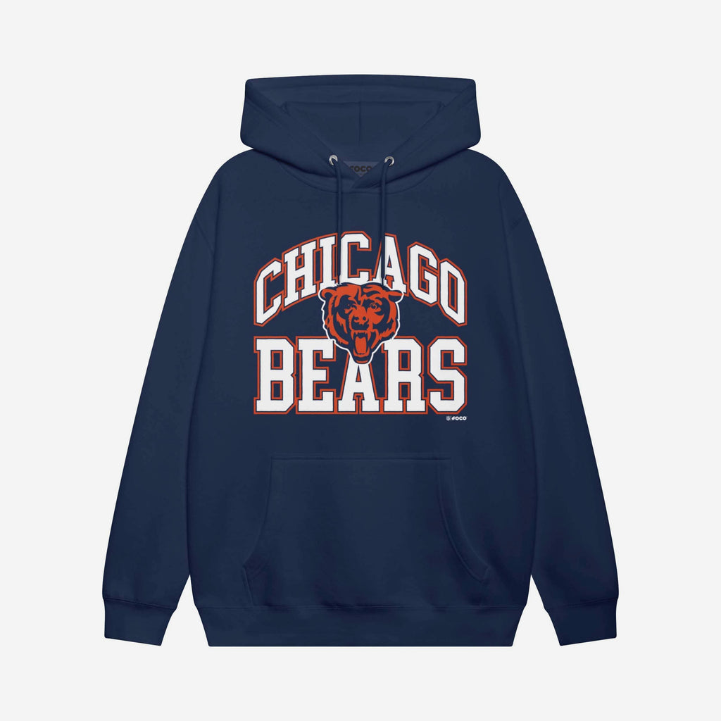 Chicago Bears Arched Wordmark Hoodie FOCO Athletic Heather S - FOCO.com