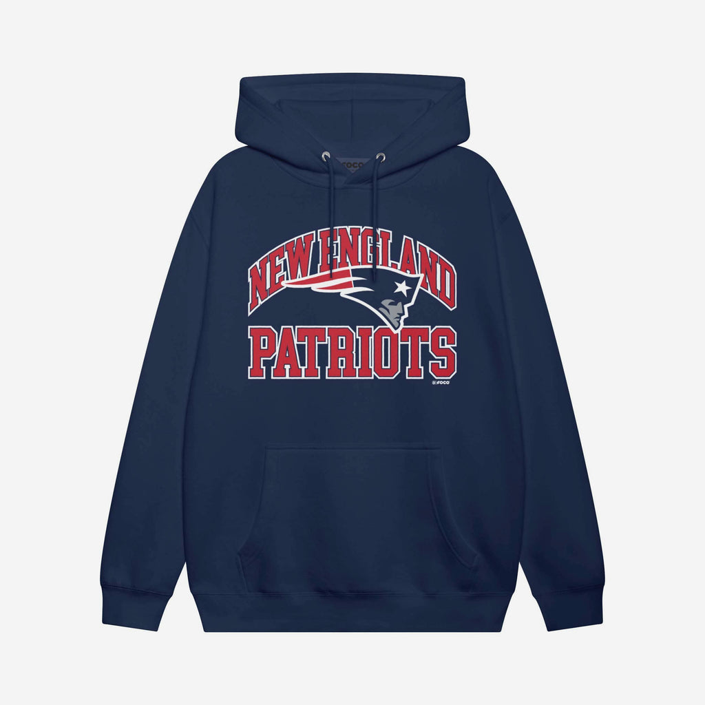 New England Patriots Arched Wordmark Hoodie FOCO Athletic Heather S - FOCO.com
