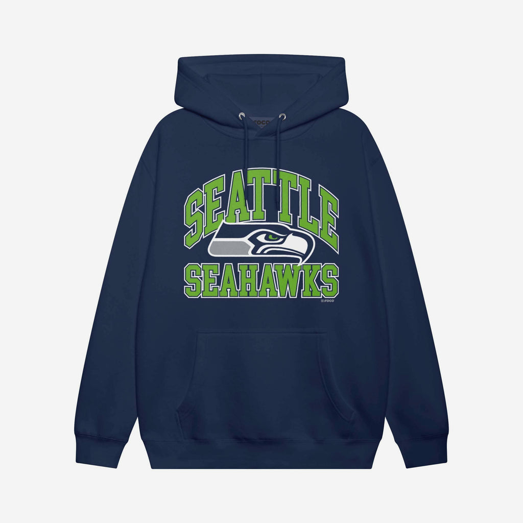 Seattle Seahawks Arched Wordmark Hoodie FOCO Athletic Heather S - FOCO.com