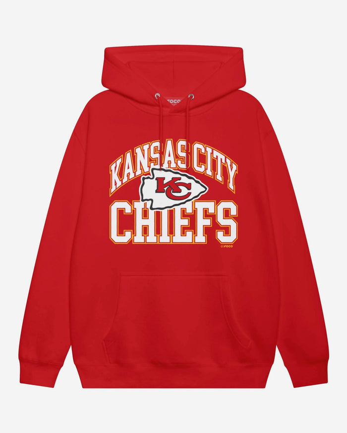Kansas City Chiefs Arched Wordmark Hoodie FOCO Athletic Heather S - FOCO.com