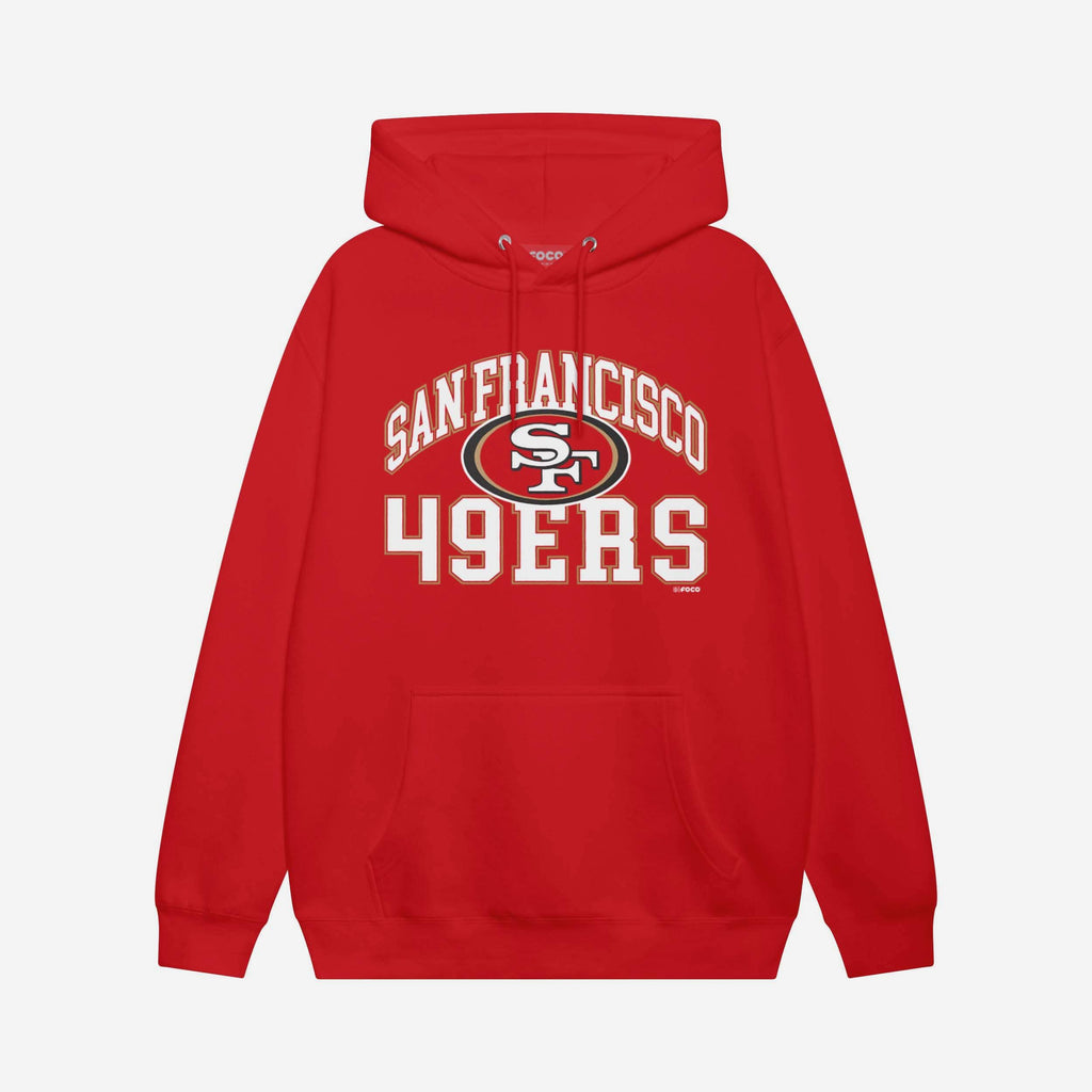 San Francisco 49ers Arched Wordmark Hoodie FOCO Athletic Heather S - FOCO.com