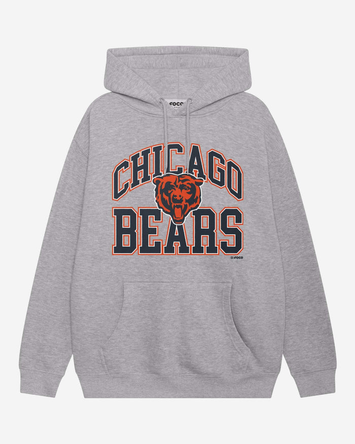 Chicago Bears Arched Wordmark Hoodie FOCO Athletic Heather S - FOCO.com