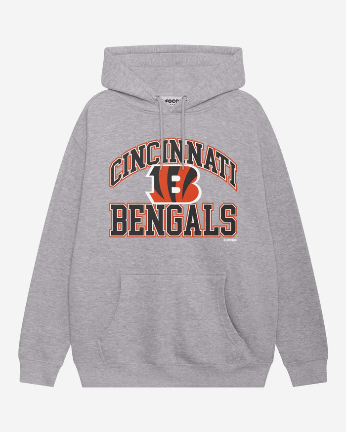 Cincinnati Bengals Arched Wordmark Hoodie FOCO Athletic Heather S - FOCO.com