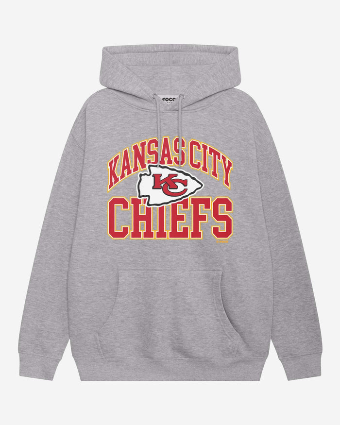 Kansas City Chiefs Arched Wordmark Hoodie FOCO Athletic Heather S - FOCO.com