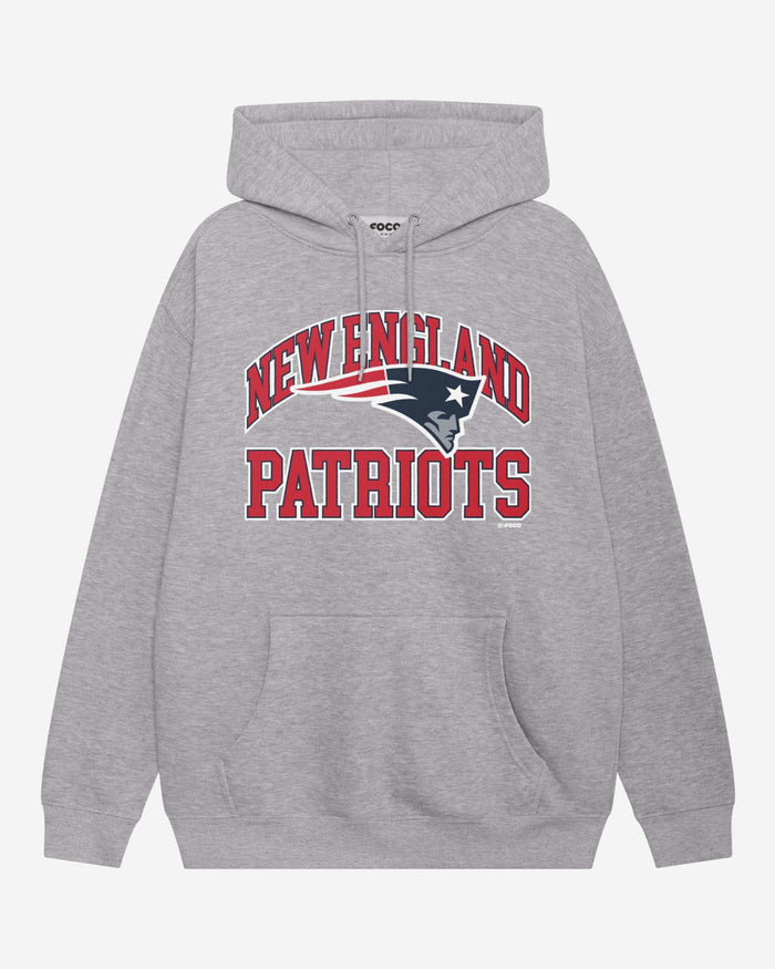 New England Patriots Arched Wordmark Hoodie FOCO Athletic Heather S - FOCO.com