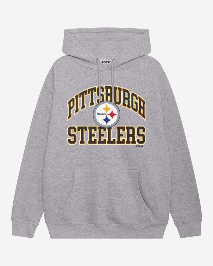 Pittsburgh Steelers Arched Wordmark Hoodie FOCO Athletic Heather S - FOCO.com