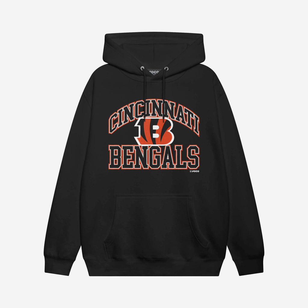 Cincinnati Bengals Arched Wordmark Hoodie FOCO Athletic Heather S - FOCO.com