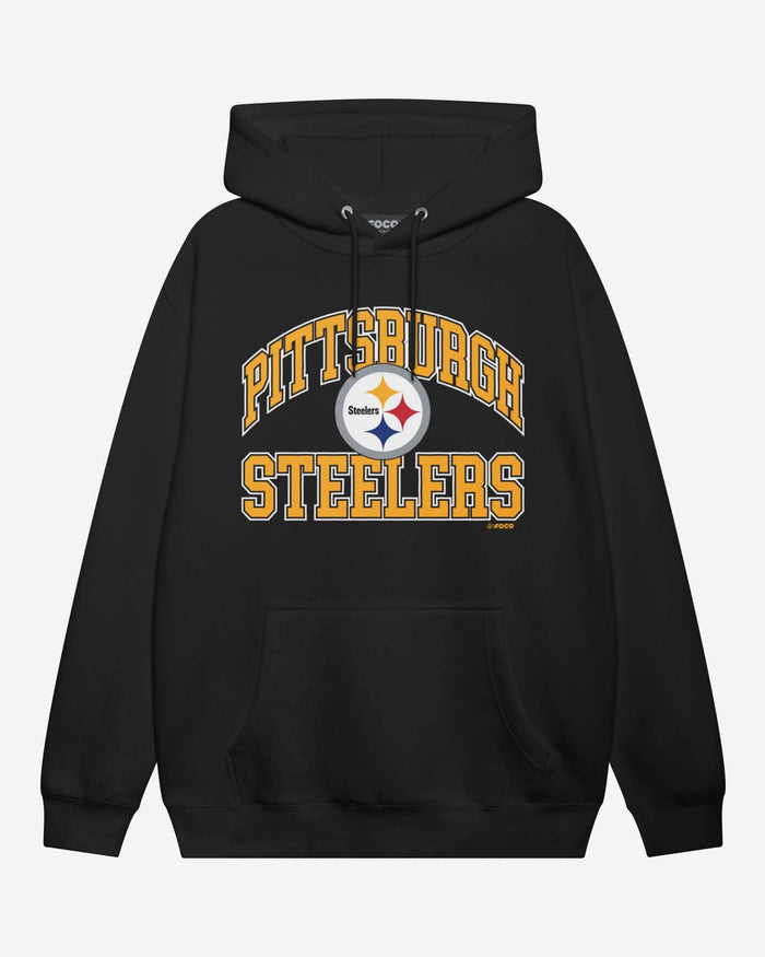 Pittsburgh Steelers Arched Wordmark Hoodie FOCO Athletic Heather S - FOCO.com