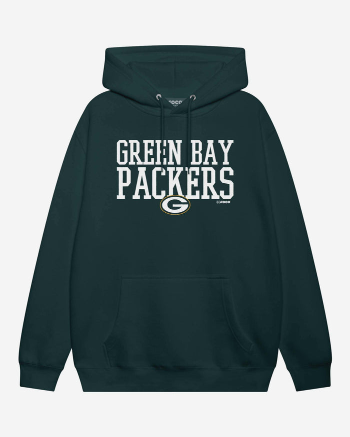 Green Bay Packers Bold Wordmark Hoodie FOCO Athletic Heather S - FOCO.com