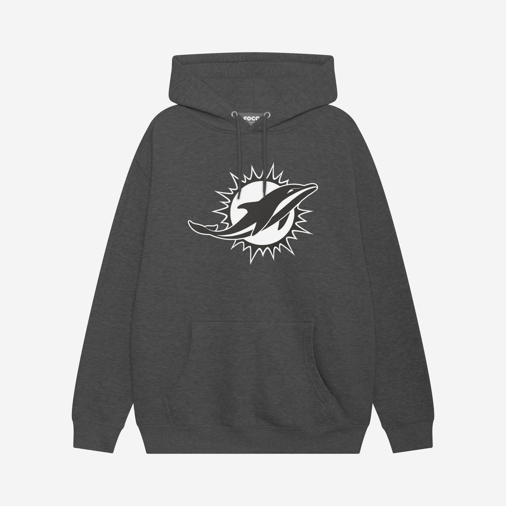 Miami Dolphins Black & White Primary Logo Hoodie FOCO S - FOCO.com