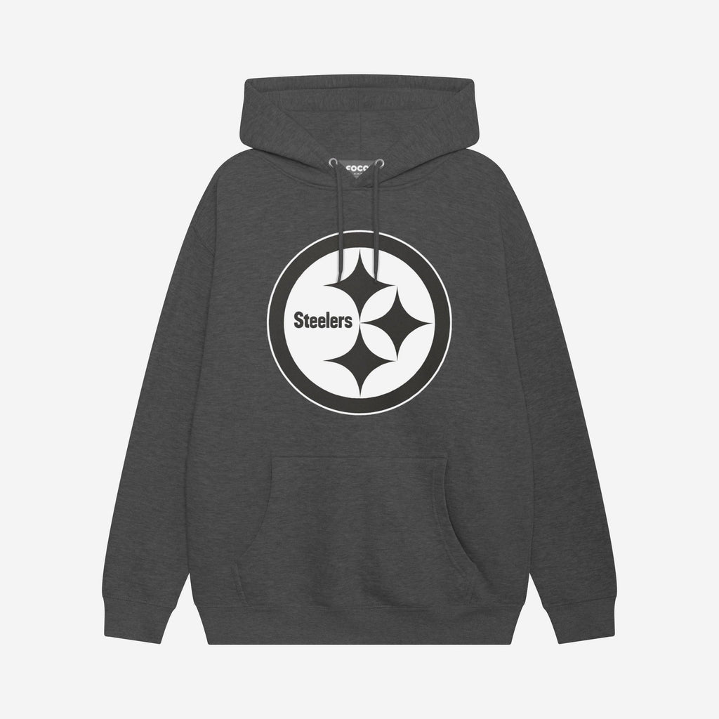 Pittsburgh Steelers Black & White Primary Logo Hoodie FOCO S - FOCO.com