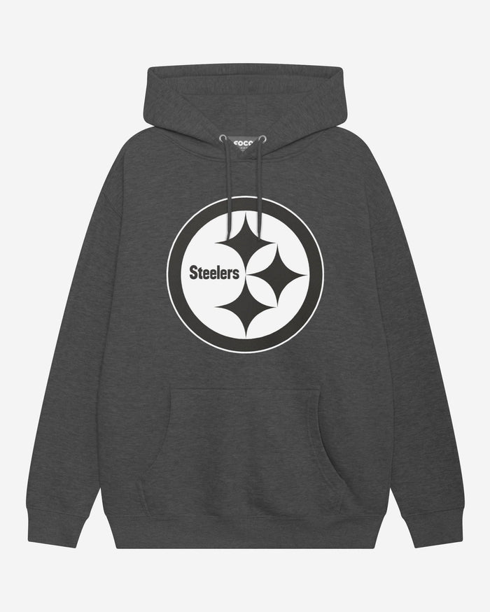 Pittsburgh Steelers Black & White Primary Logo Hoodie FOCO S - FOCO.com
