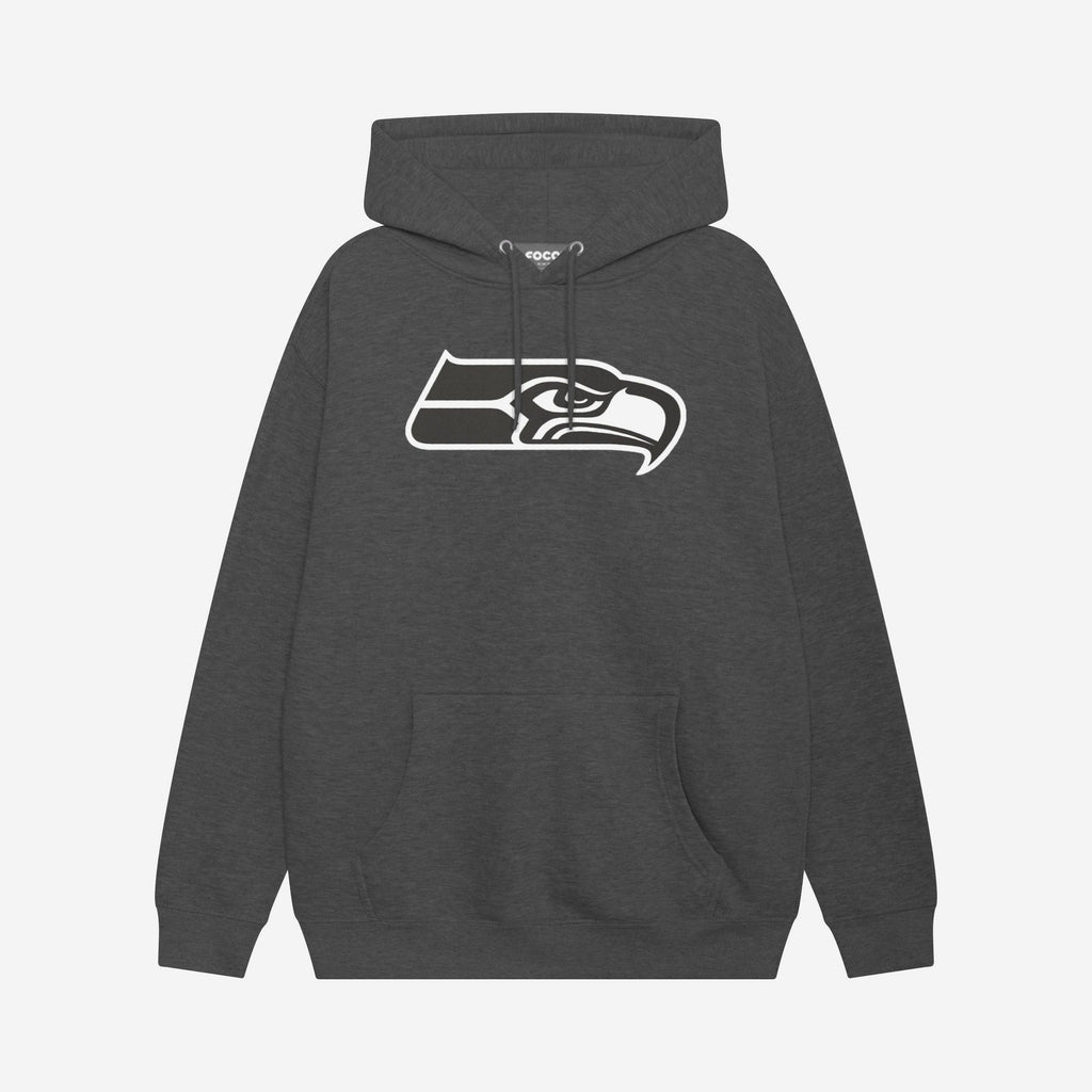 Seattle Seahawks Black & White Primary Logo Hoodie FOCO S - FOCO.com