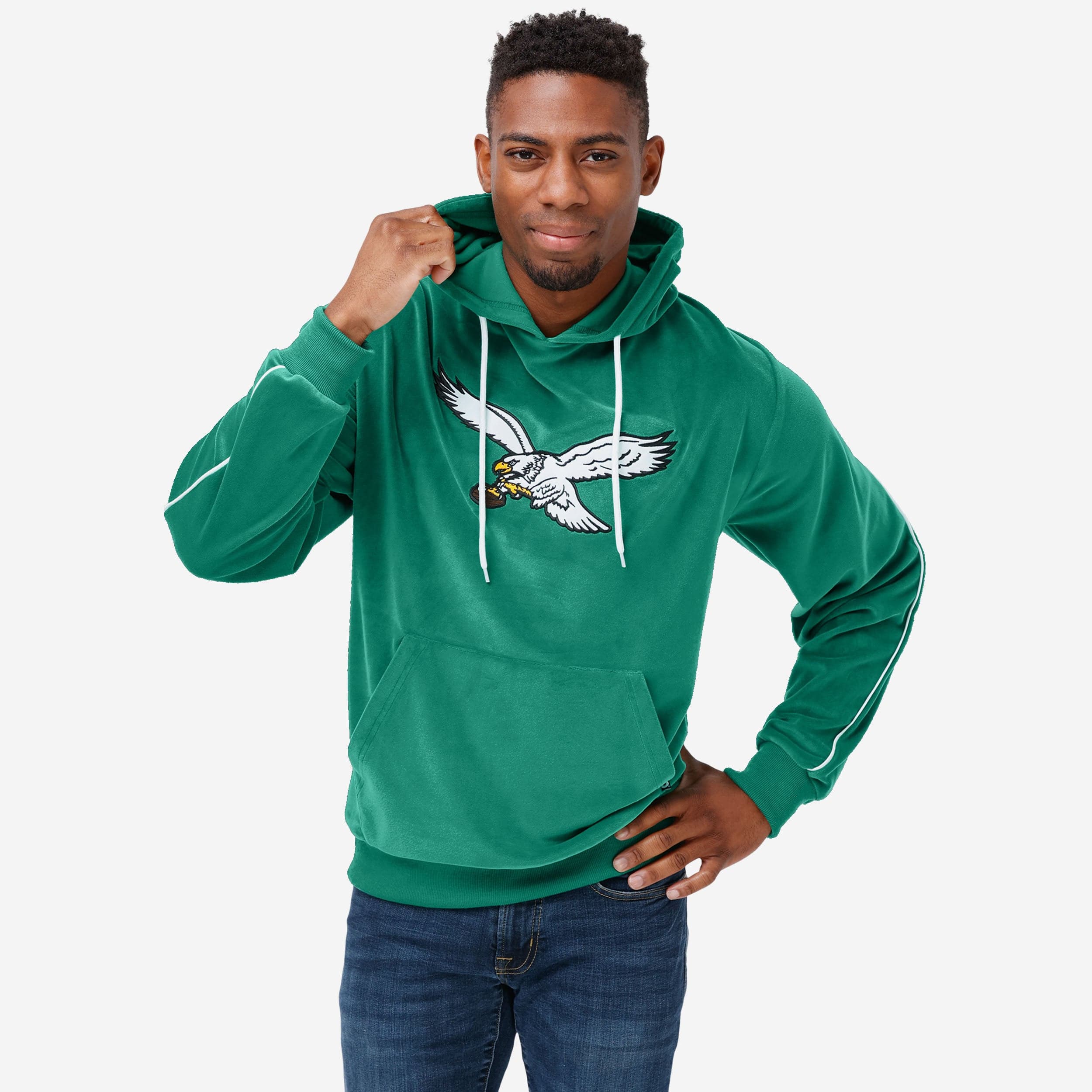 Philadelphia Eagles Kelly Green Velour Hooded Sweatshirt FOCO
