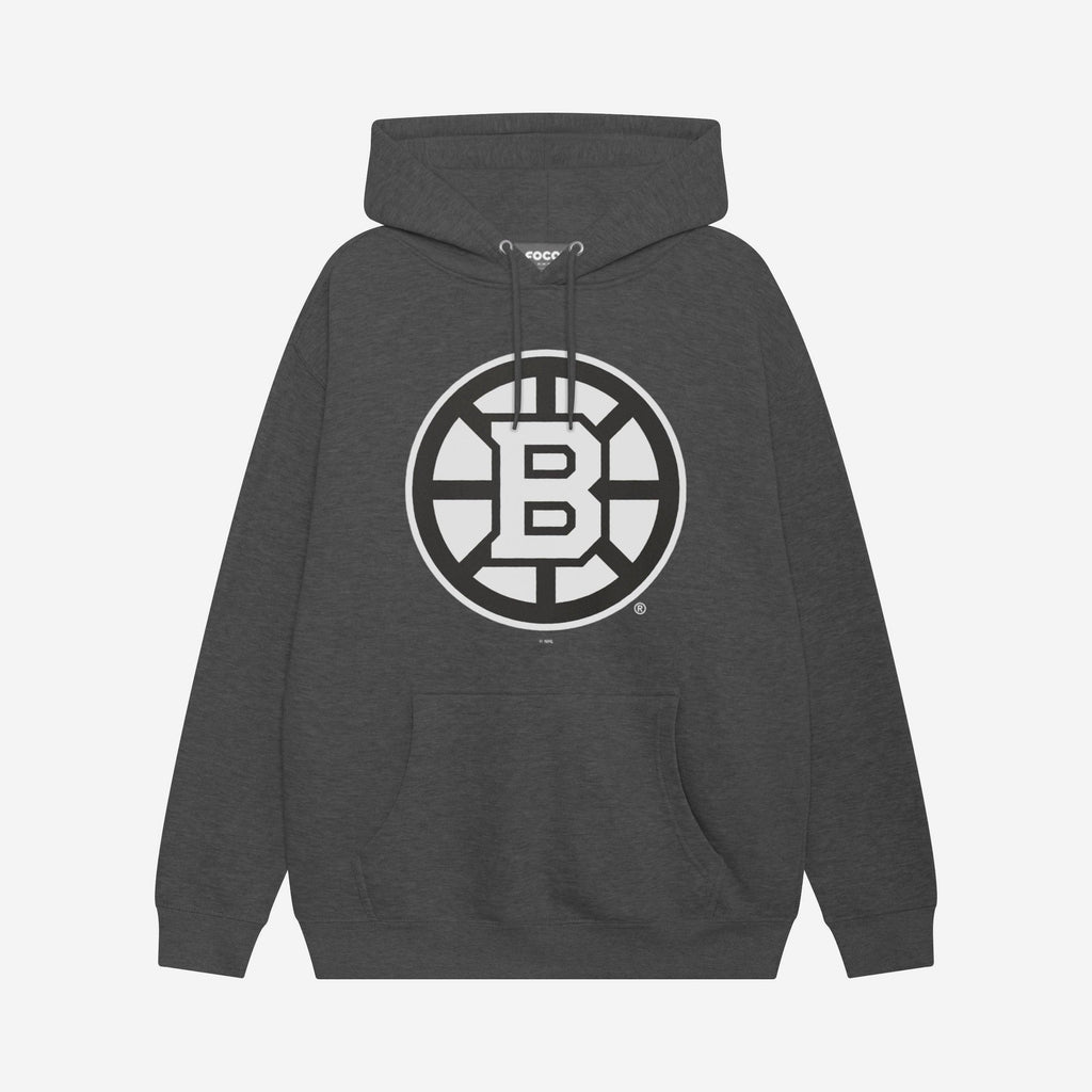 Boston Bruins Black & White Primary Logo Hoodie FOCO S - FOCO.com