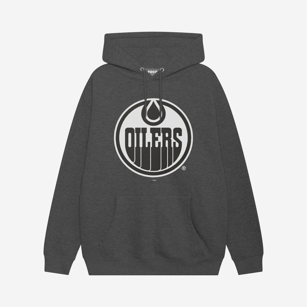 Edmonton Oilers Black & White Primary Logo Hoodie FOCO S - FOCO.com