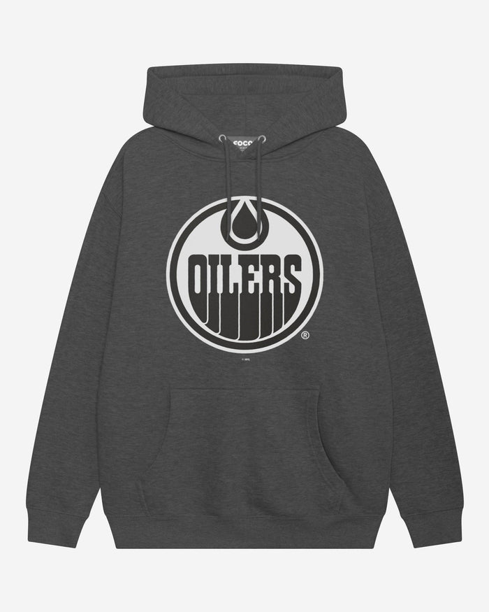 Edmonton Oilers Black & White Primary Logo Hoodie FOCO S - FOCO.com