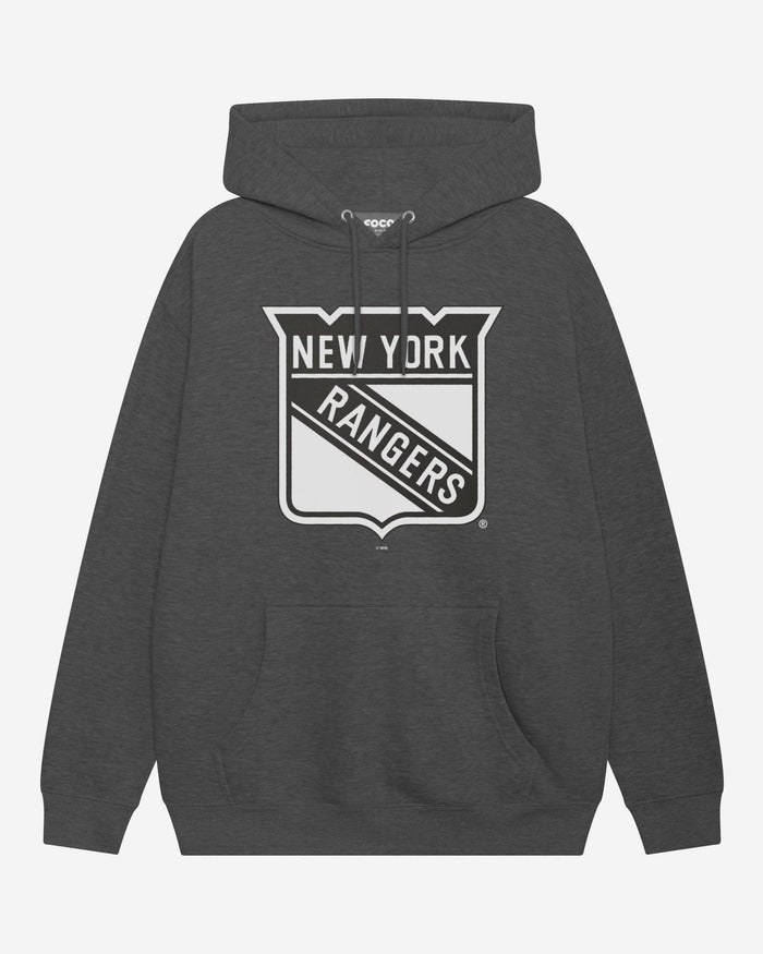 New York Rangers Black & White Primary Logo Hoodie FOCO S - FOCO.com