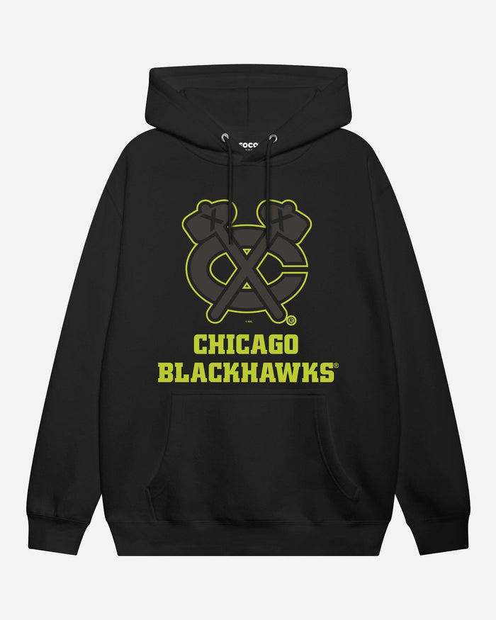 Chicago Blackhawks Highlight Reel Hoodie FOCO Black/Volt S - FOCO.com