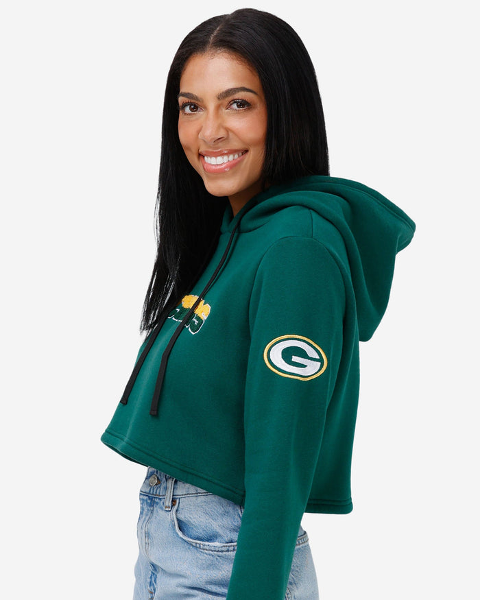 Green Bay Packers Womens Cropped Chenille Hoodie FOCO - FOCO.com