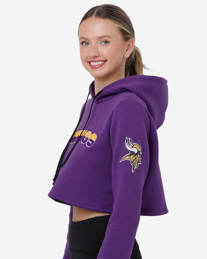 Minnesota Vikings Womens Cropped Chenille Hoodie FOCO - FOCO.com
