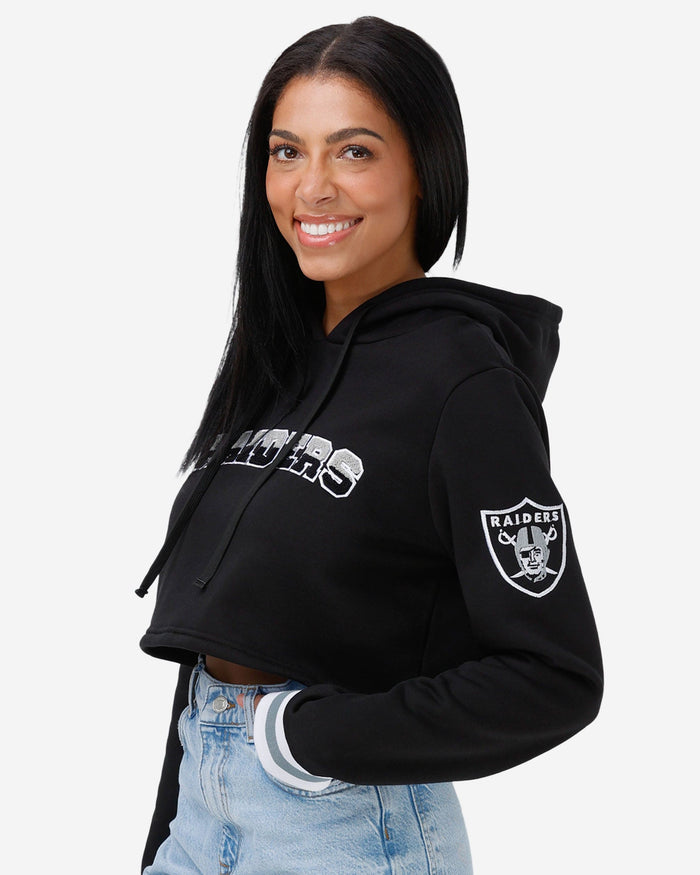 Las Vegas Raiders Womens Cropped Chenille Hoodie FOCO - FOCO.com