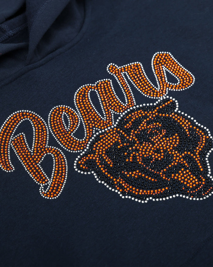 Chicago Bears Womens Rhinestone Logo Oversized Hoodie FOCO S - FOCO.com