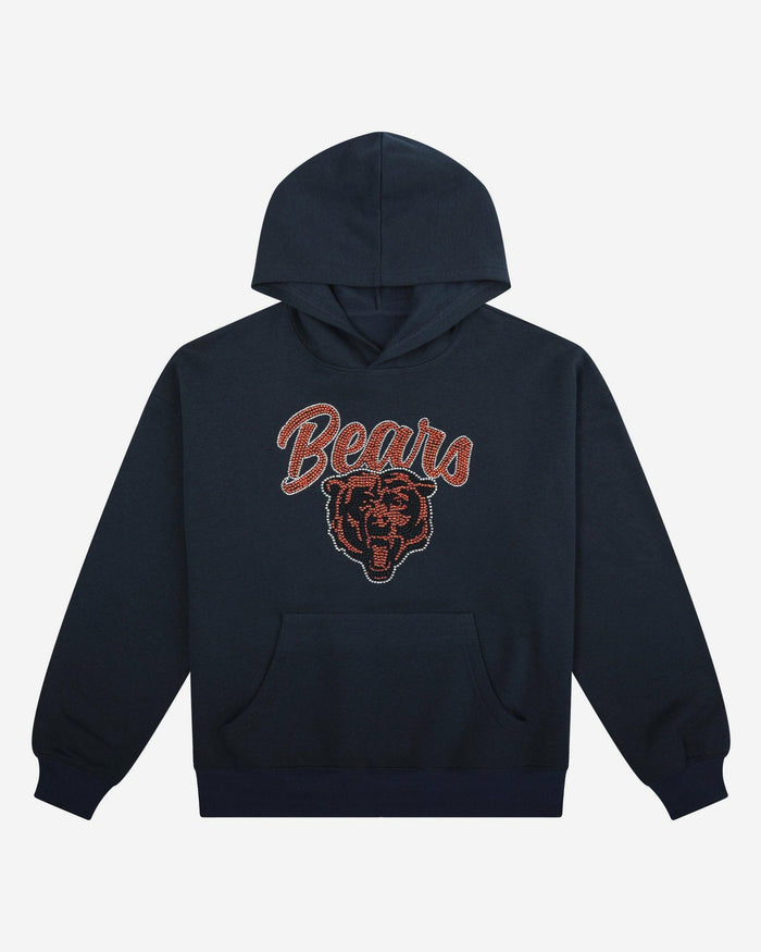 Chicago Bears Womens Rhinestone Logo Oversized Hoodie FOCO S - FOCO.com