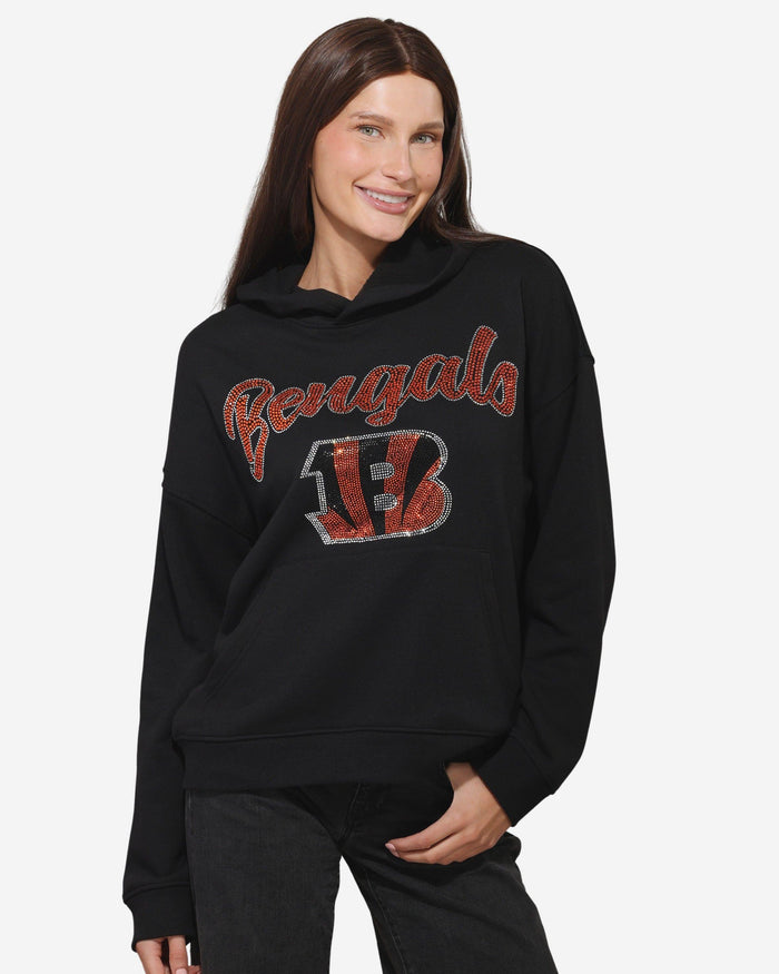Cincinnati Bengals Womens Rhinestone Logo Oversized Hoodie FOCO S - FOCO.com