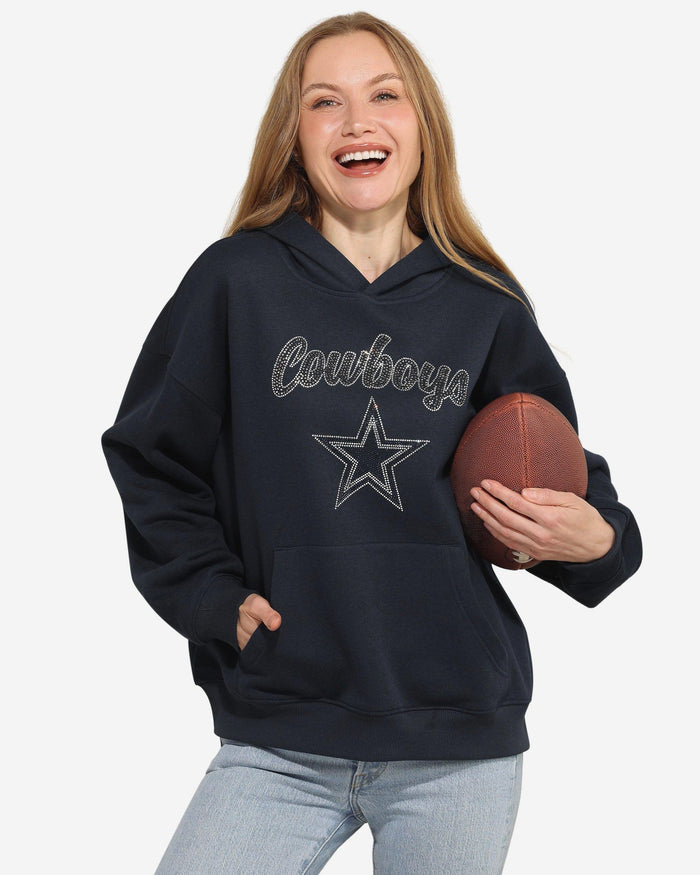 Dallas Cowboys Womens Rhinestone Logo Oversized Hoodie FOCO S - FOCO.com