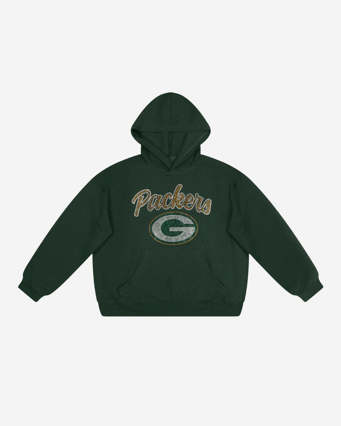 Green Bay Packers Womens Rhinestone Logo Oversized Hoodie FOCO S - FOCO.com
