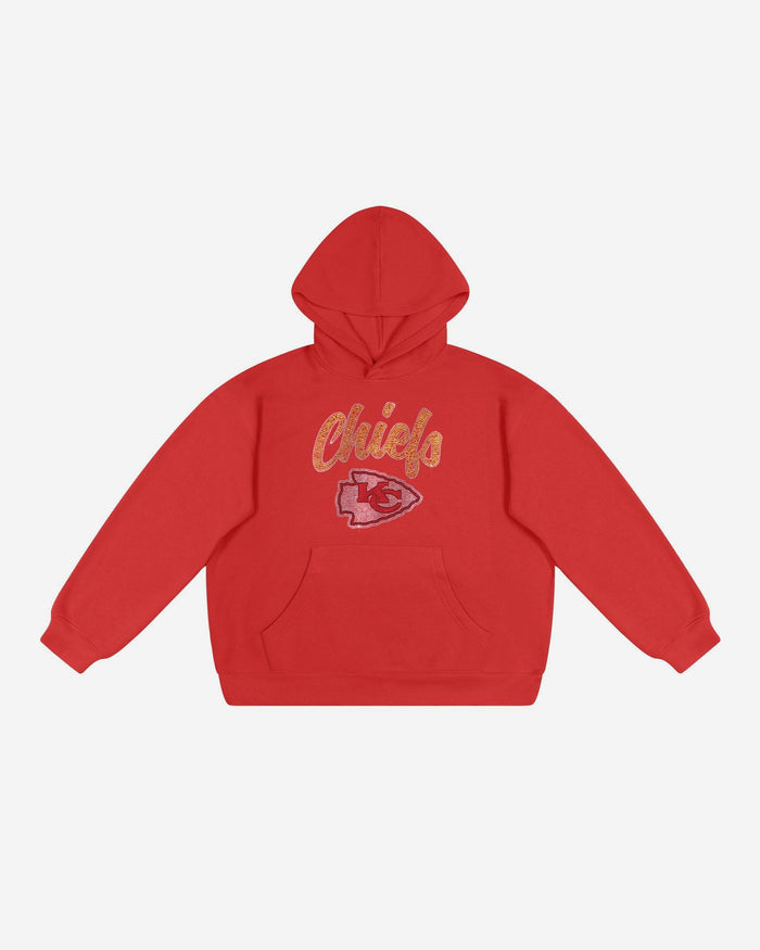 Kansas City Chiefs Womens Rhinestone Logo Oversized Hoodie FOCO S - FOCO.com