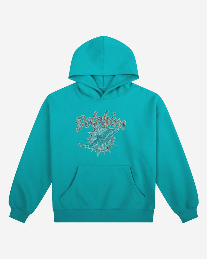 Miami Dolphins Womens Rhinestone Logo Oversized Hoodie FOCO S - FOCO.com