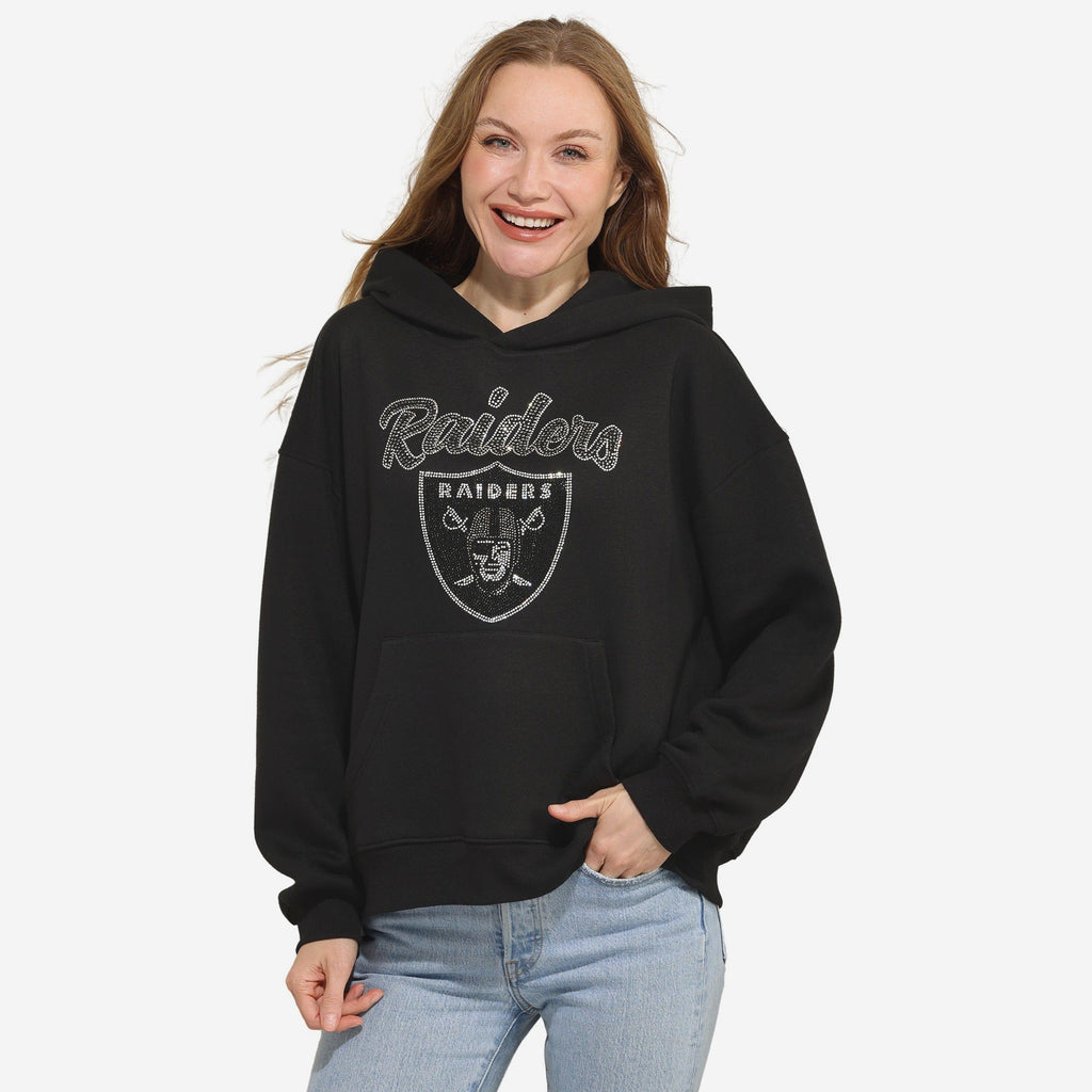 Las Vegas Raiders Womens Rhinestone Logo Oversized Hoodie FOCO S - FOCO.com