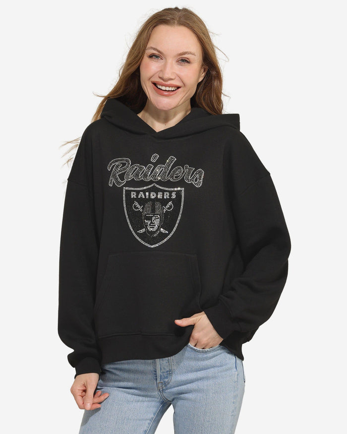 Las Vegas Raiders Womens Rhinestone Logo Oversized Hoodie FOCO S - FOCO.com