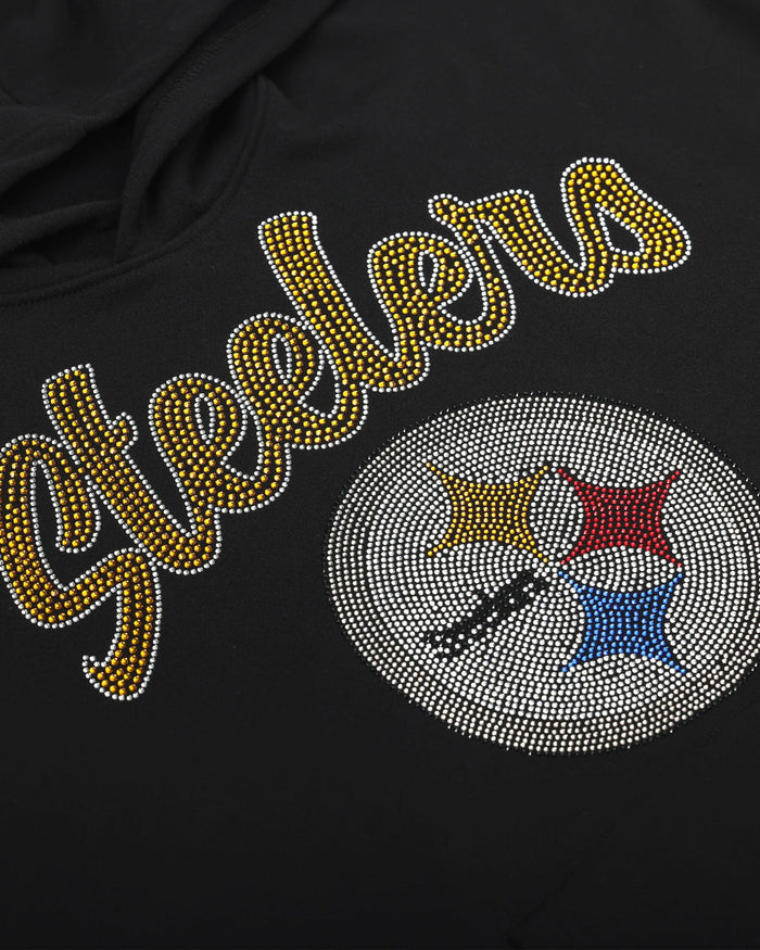 Pittsburgh Steelers Womens Rhinestone Logo Oversized Hoodie FOCO S - FOCO.com